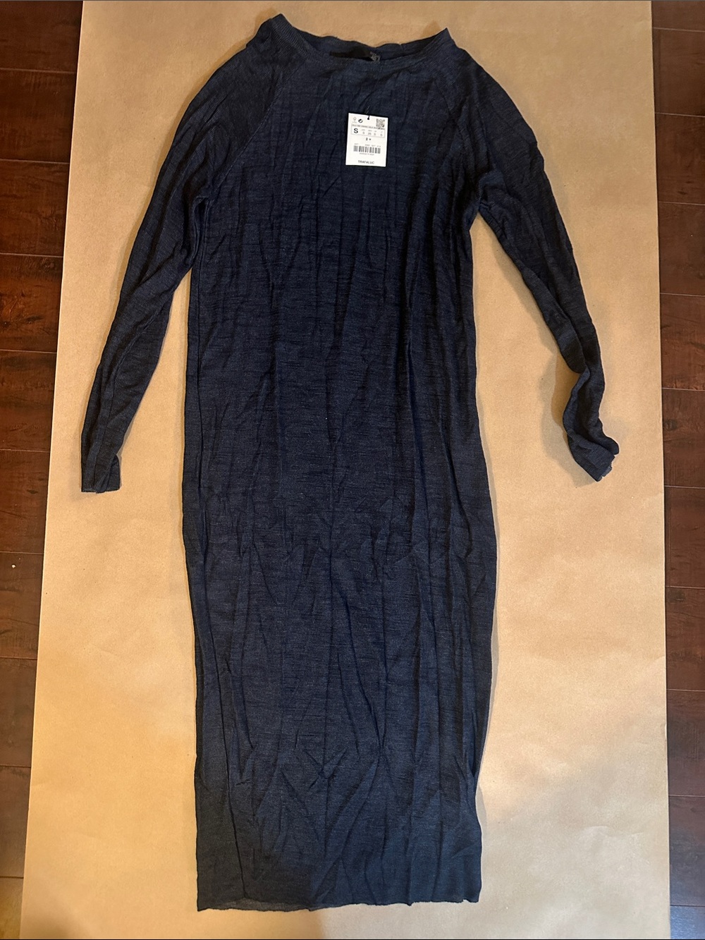Zara Dark Navy Long Sleeve Midi Dress